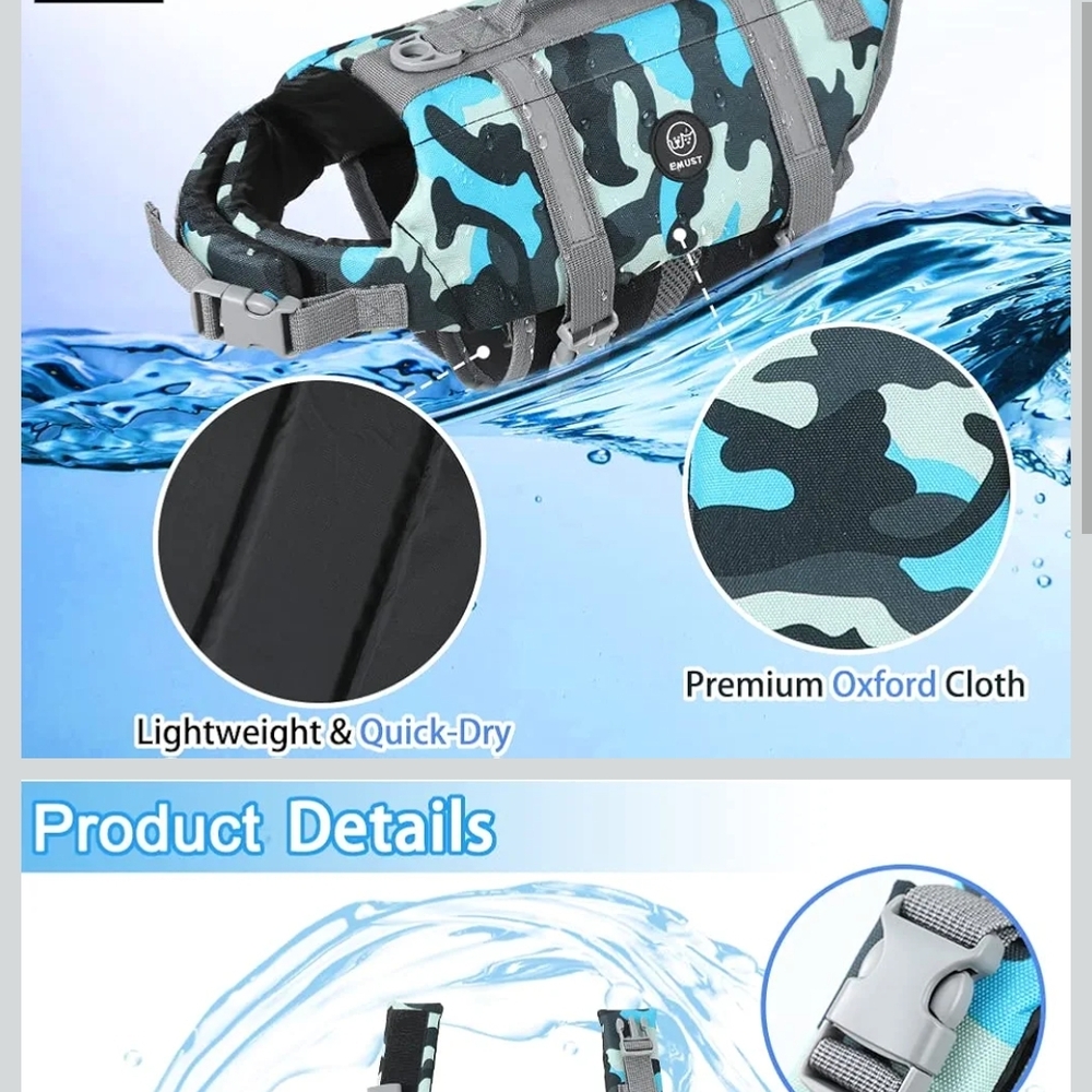 Camouflage Dog Life Jacket by [Brand] - Blue and Black